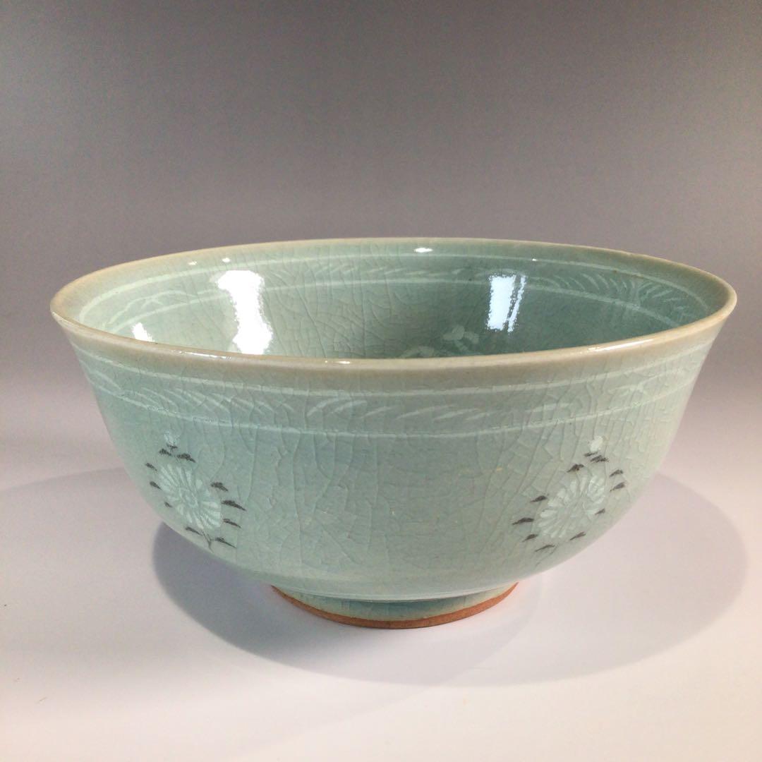 Ｐ４５５　茶碗　『高麗焼』『楽善斎　李方子造』『青磁茶碗』　抹茶碗　共箱　茶道具