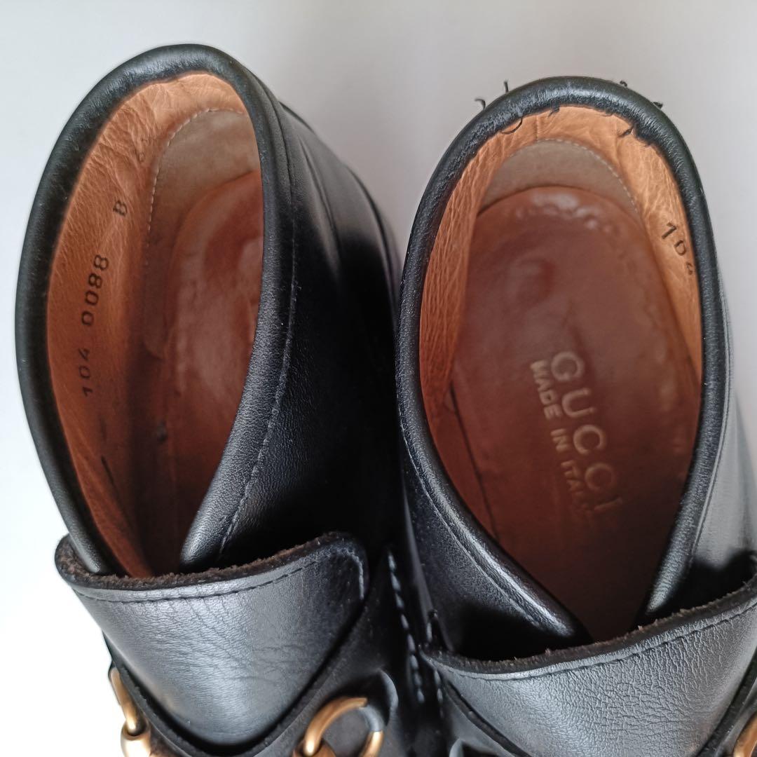 GUCCI グッチ ゴールドホースビットミドルローファー 61/2B