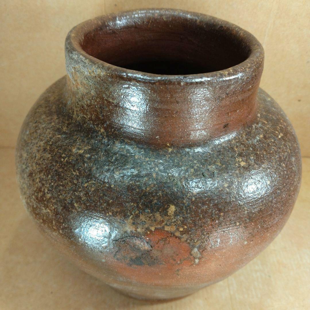 越前花入裏千家十六代 坐忘斎 書付箱 古越前(推定江戸期) 蹲 壷 六古窯