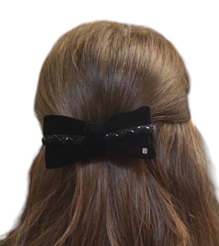 ALEXANDRE DE PARIS 黒色 ベルベット リボン ビーズ