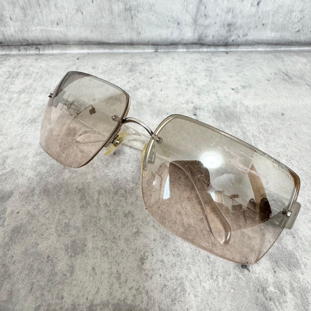 CHANEL シャネル サングラス クリア リムレス ココマーク ヴィンテージ