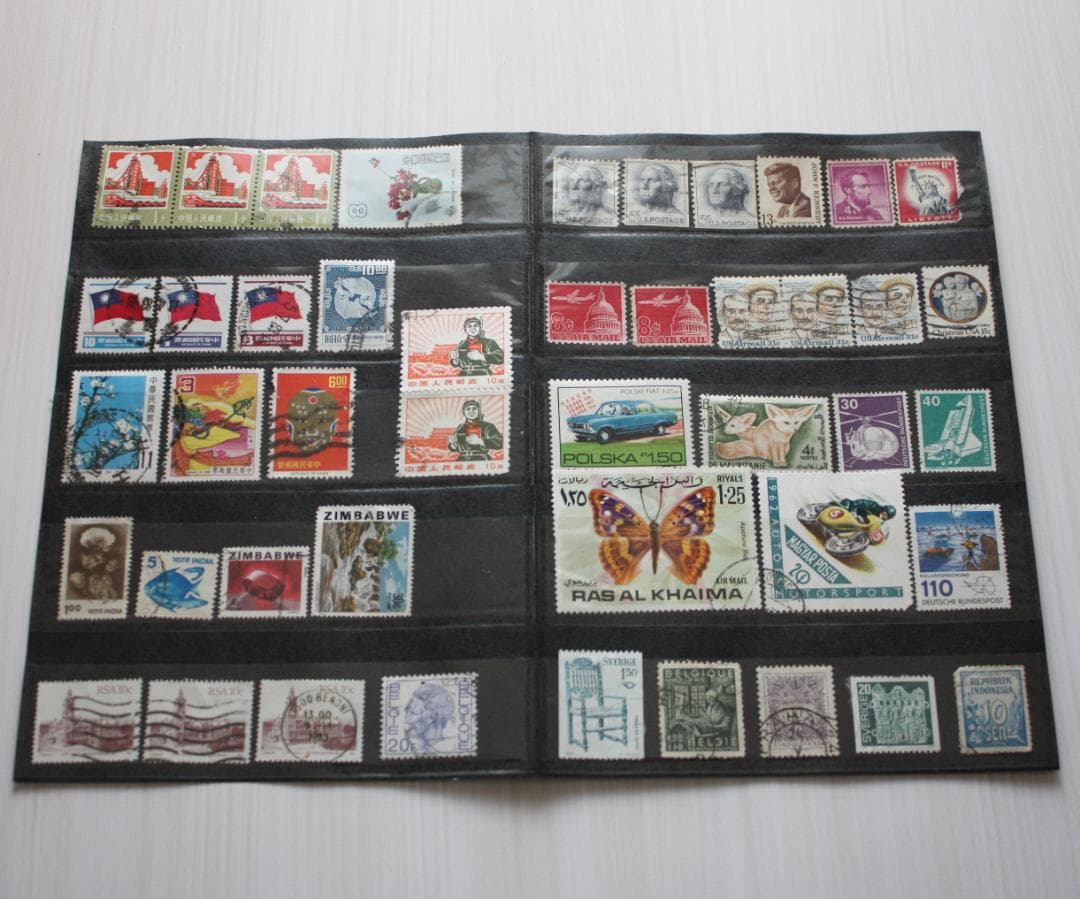 切手・ストックブック・赤・1冊・326枚