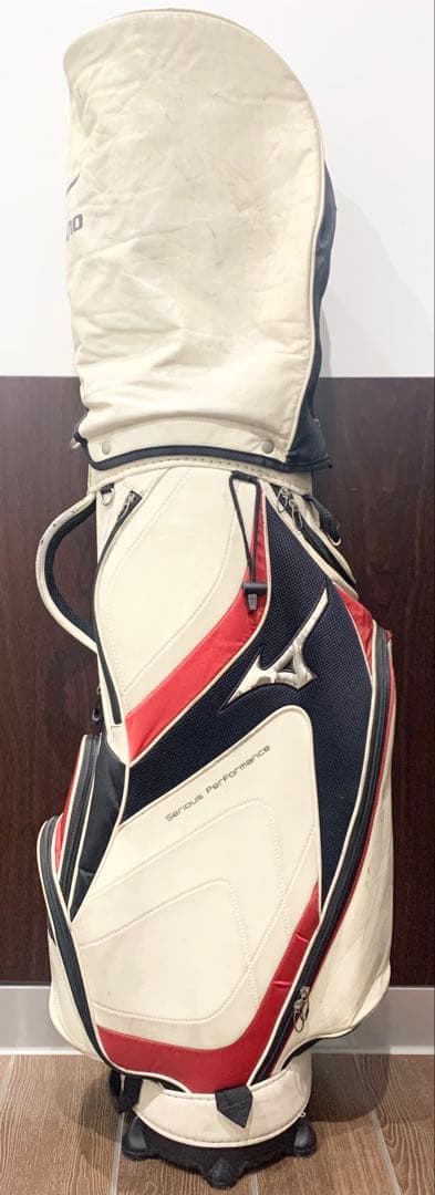 ミズノ キャディバッグ ゴルフバック レザー調 カバン トリコロール 白 赤 青