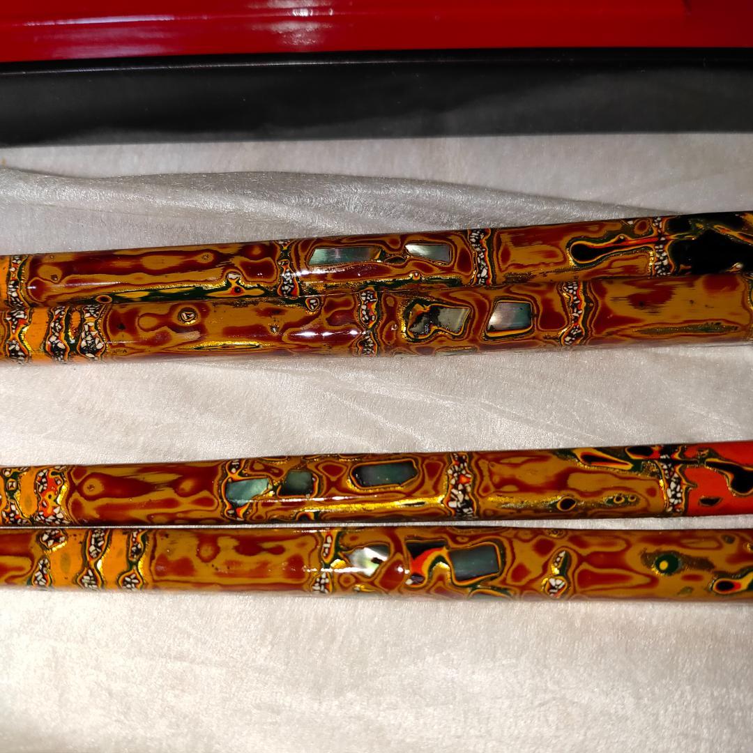 工芸　お箸　漆　伝統工芸 漆塗り 螺鈿 日本製 木製　箸箱　箸入れ　桐箱 骨董品