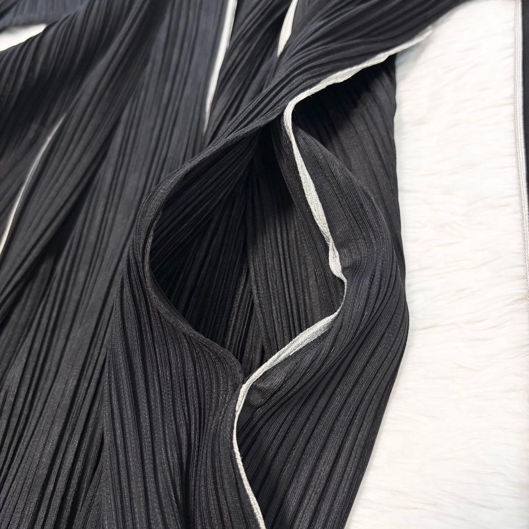 希少　プリーツプリーズ　ロングカーディガン　ポケット付き　ブラック　サイズ3