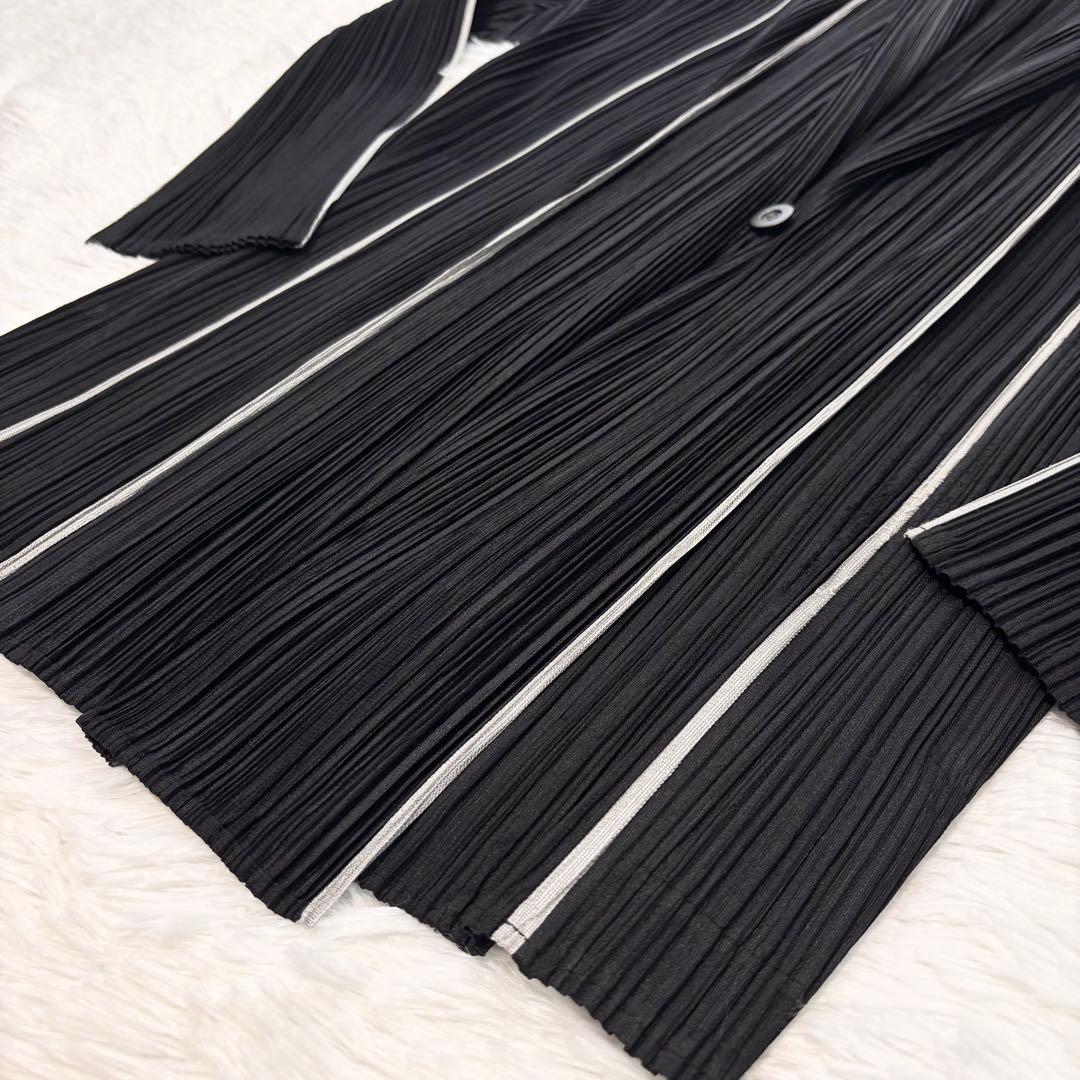 希少　プリーツプリーズ　ロングカーディガン　ポケット付き　ブラック　サイズ3