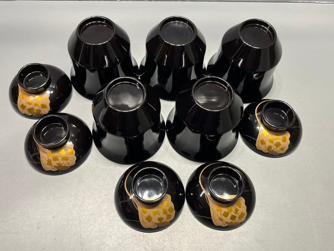 輪島塗　蔦鈴虫　蒔絵　小吸物椀　五客　木製