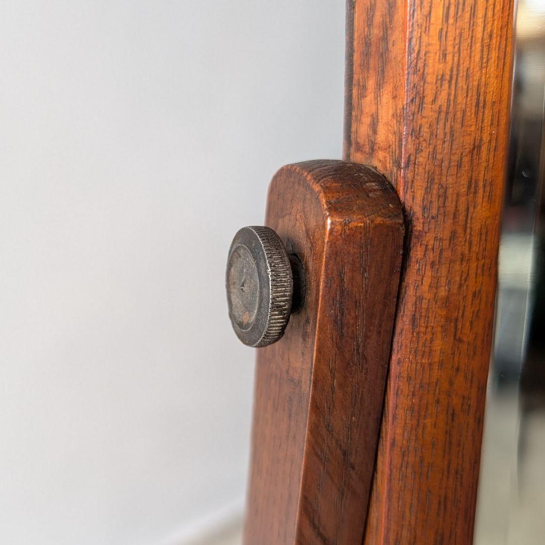 【古家具】昭和初期ぐらいの縮み杢がきれいな小さめ鏡台　化粧台　卓上ミラー