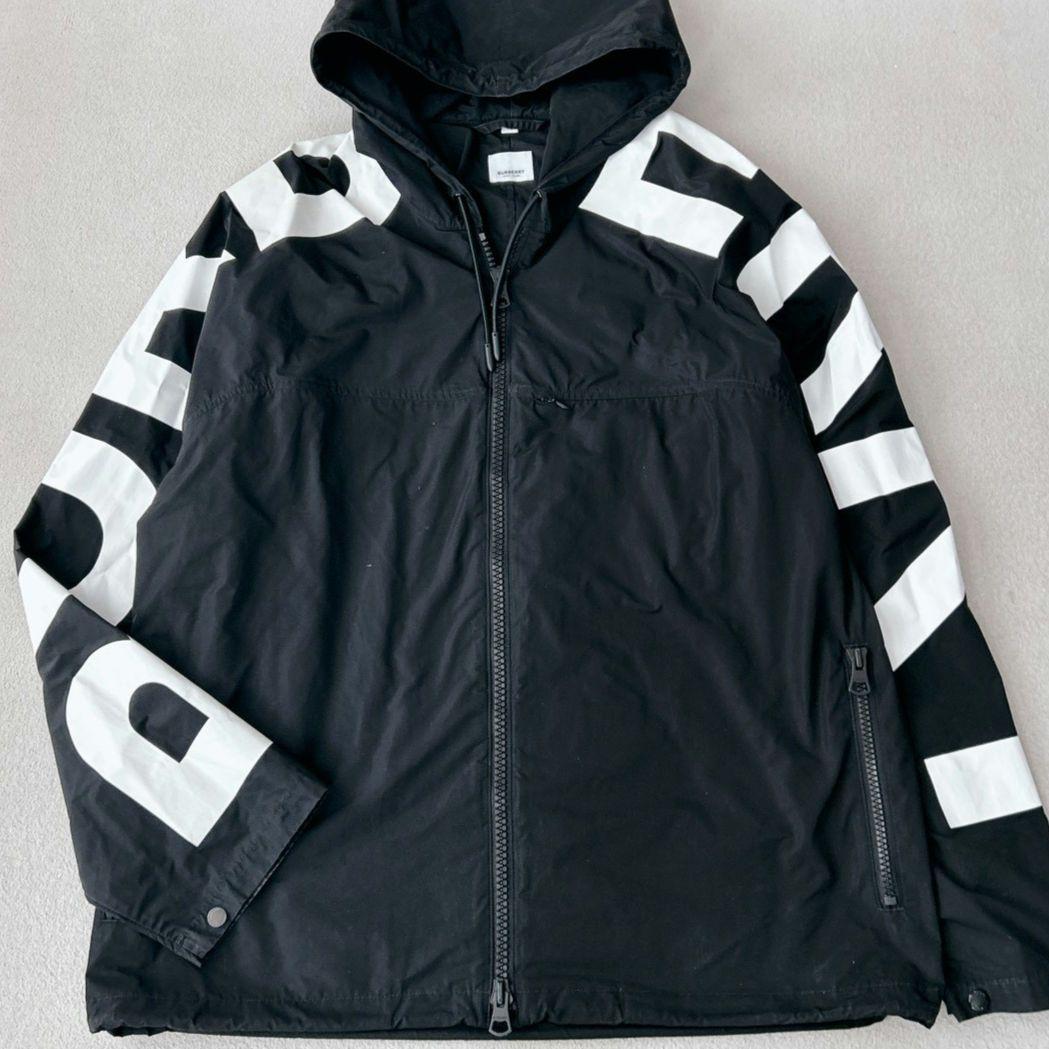 超希少XL バーバリー BURBERRY ナイロンジャケット ロゴ ブラック 黒