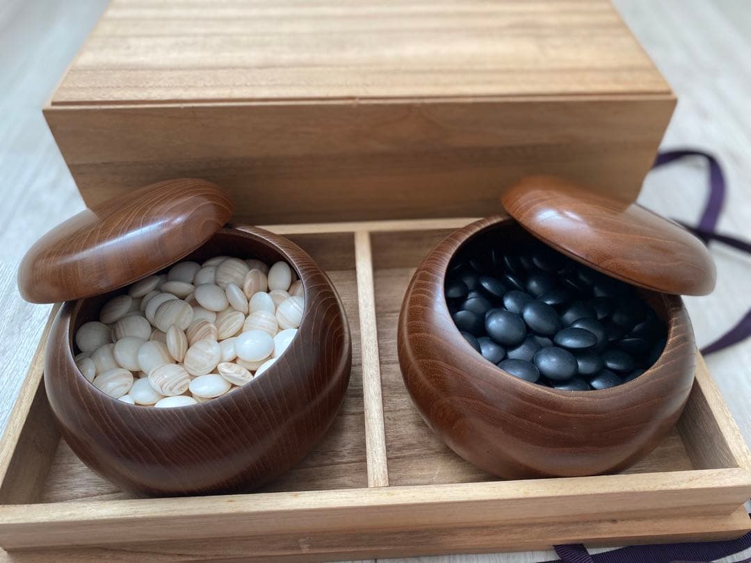 34号　蛤碁石　本蛤碁石　那智黒石　碁石　木箱付