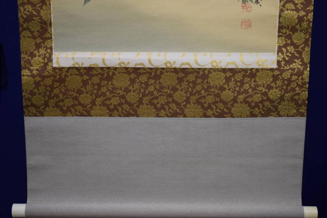 真作/国井道成/國井道成/高砂図/桐共箱二重化粧箱付/布袋屋掛軸HI-148