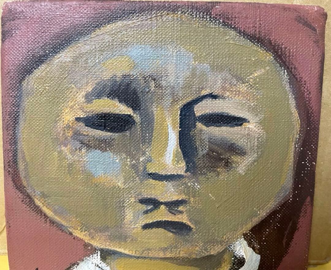 巨匠 脇田 和『顔』油彩 原画 約0号大 鬼貴重 真作保証 1点もの 合箱あり