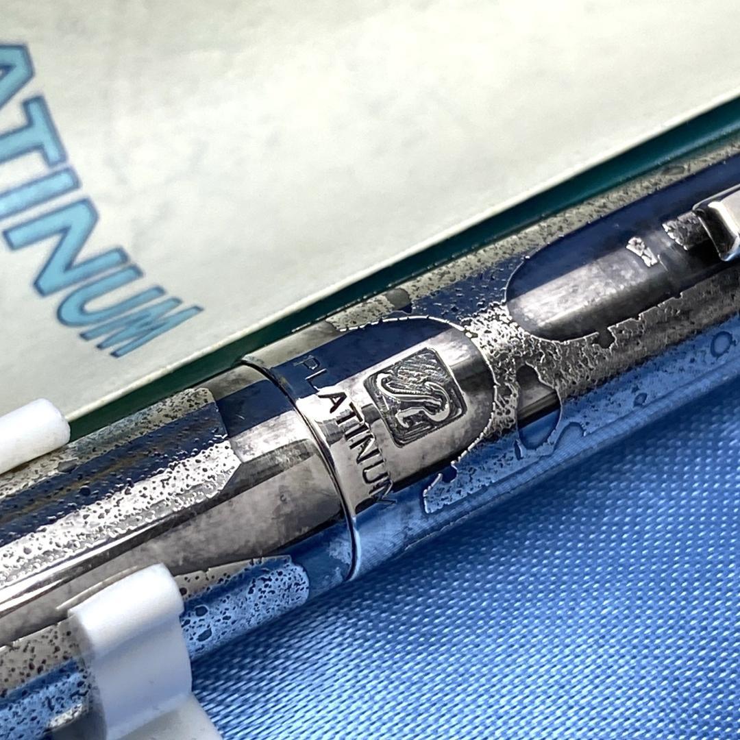 美品 プラチナ 墨流し シルバー リビエール 万年筆 18K WG