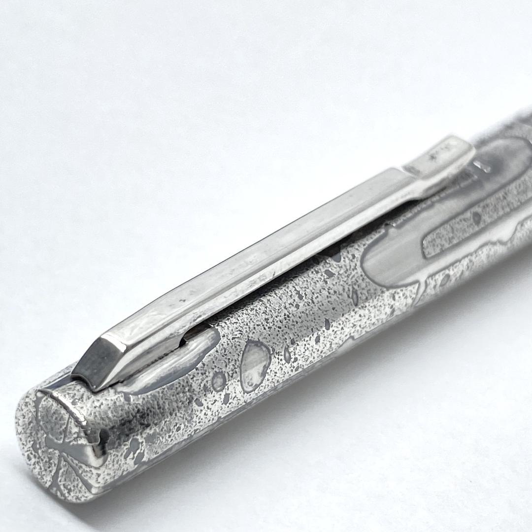 美品 プラチナ 墨流し シルバー リビエール 万年筆 18K WG