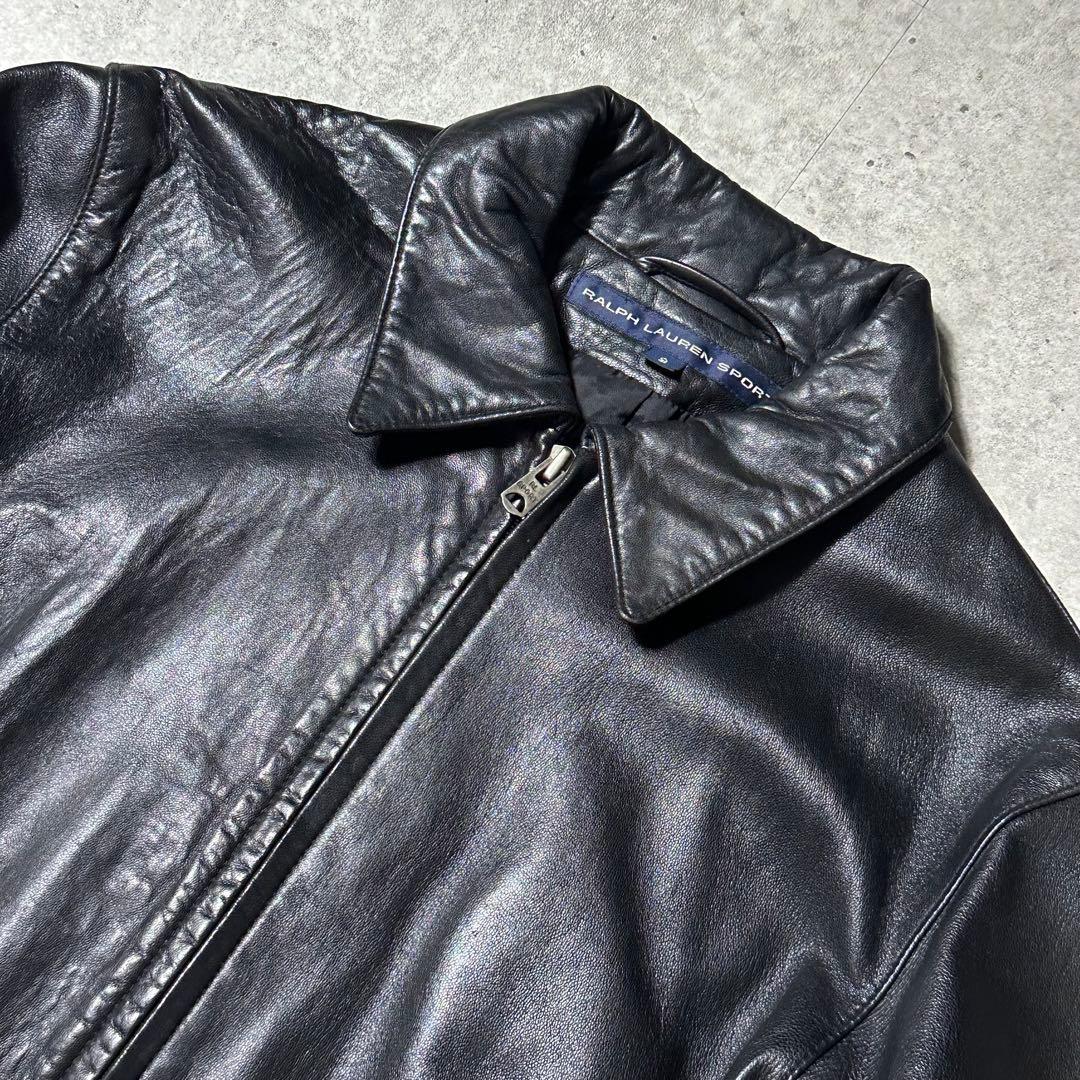 美品 Ralph lauren sport ラムレザー ブルゾンジャケット黒 9