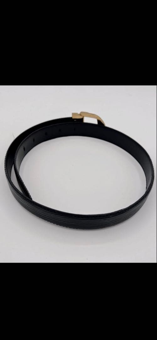 ルイヴィトン サンチュール レザーべルト ゴールドバックル　黒　110 44