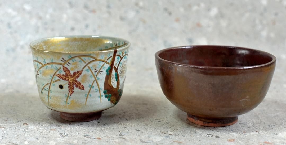 値下げ、春永作、廣州窯鉄釉茶碗2個セット　お茶道具/共箱