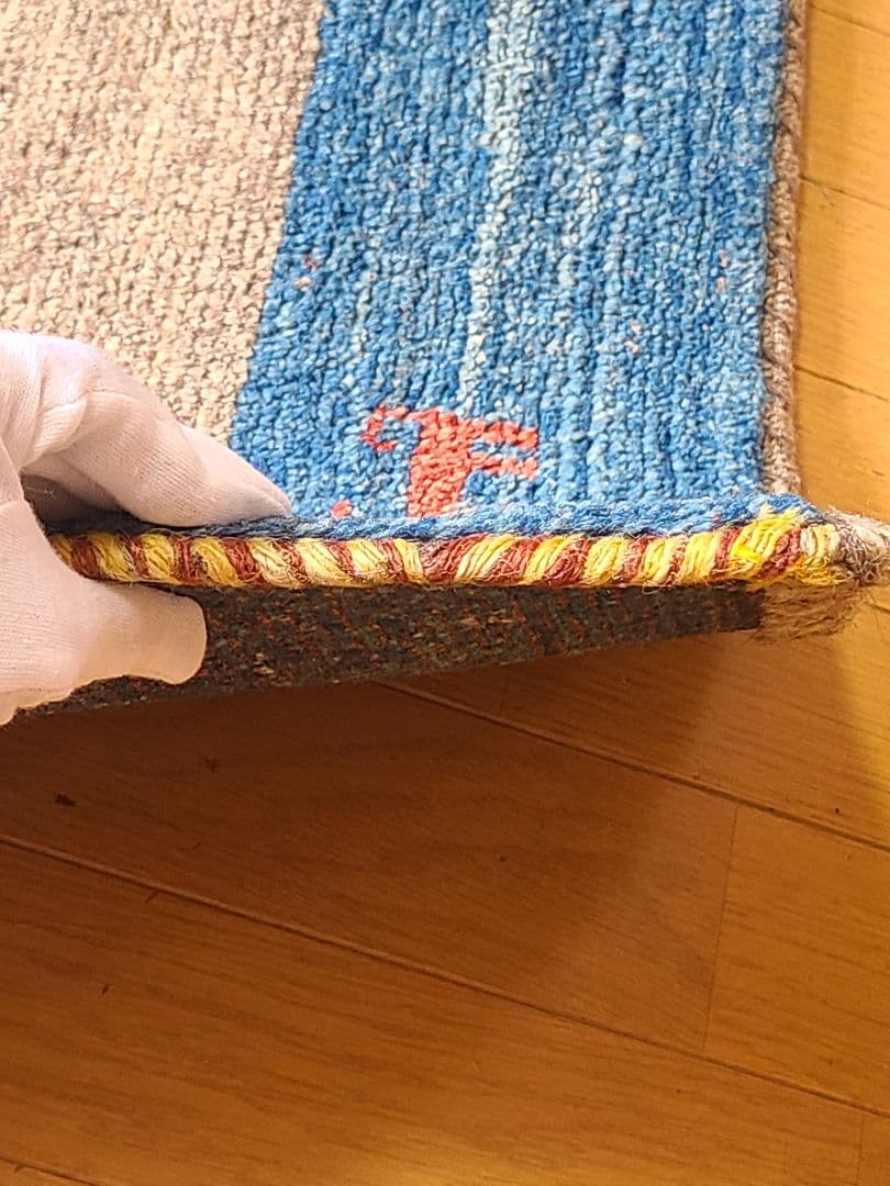 連休限定価格♪ギャッベ　手織り絨毯　民族模様　ラグ　約125×85㎝