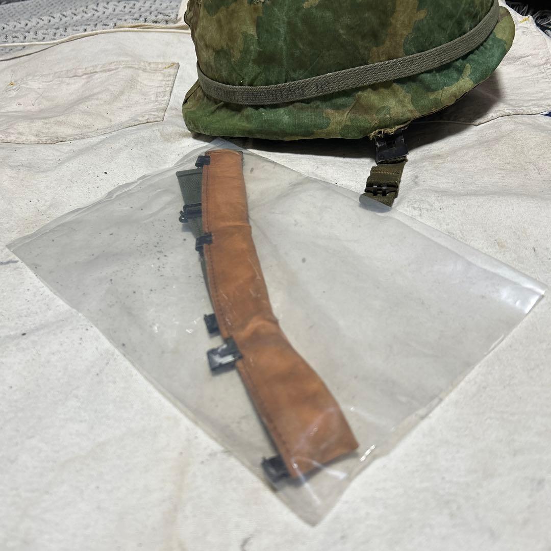 米軍実物 ナム戦 ヘルメットセット M1 ミッチェルカモ デッド汗止め付き