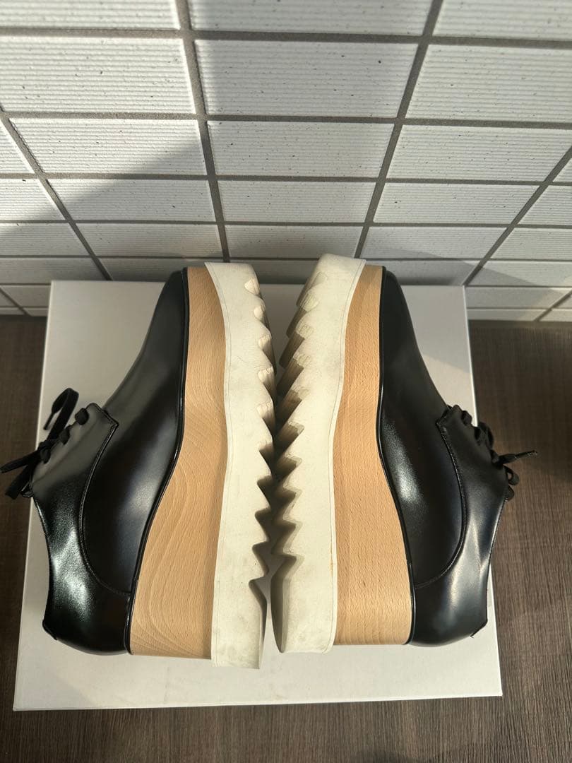 ステラマッカートニー エリス 35.5 黒 レザー 厚底 レースアップシューズ