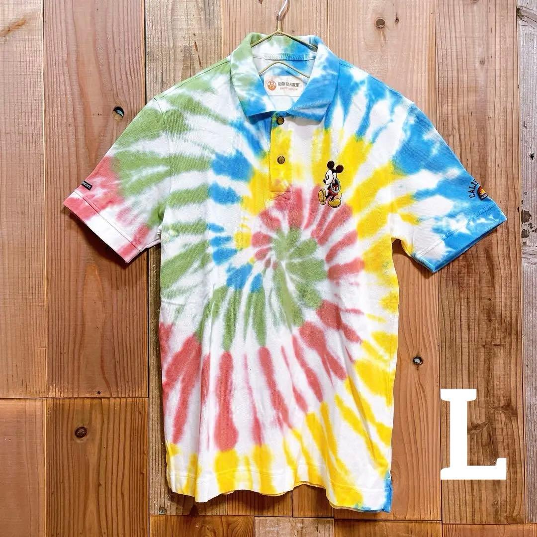 ホーンガーメント HORN GARMENT タイダイ ミッキー刺繍 ポロシャツ