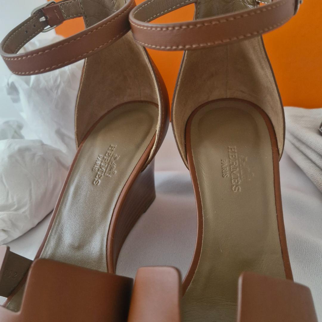 エルメス　レジェンド　サンダル　36 １/2　ゴールド　ブラウン