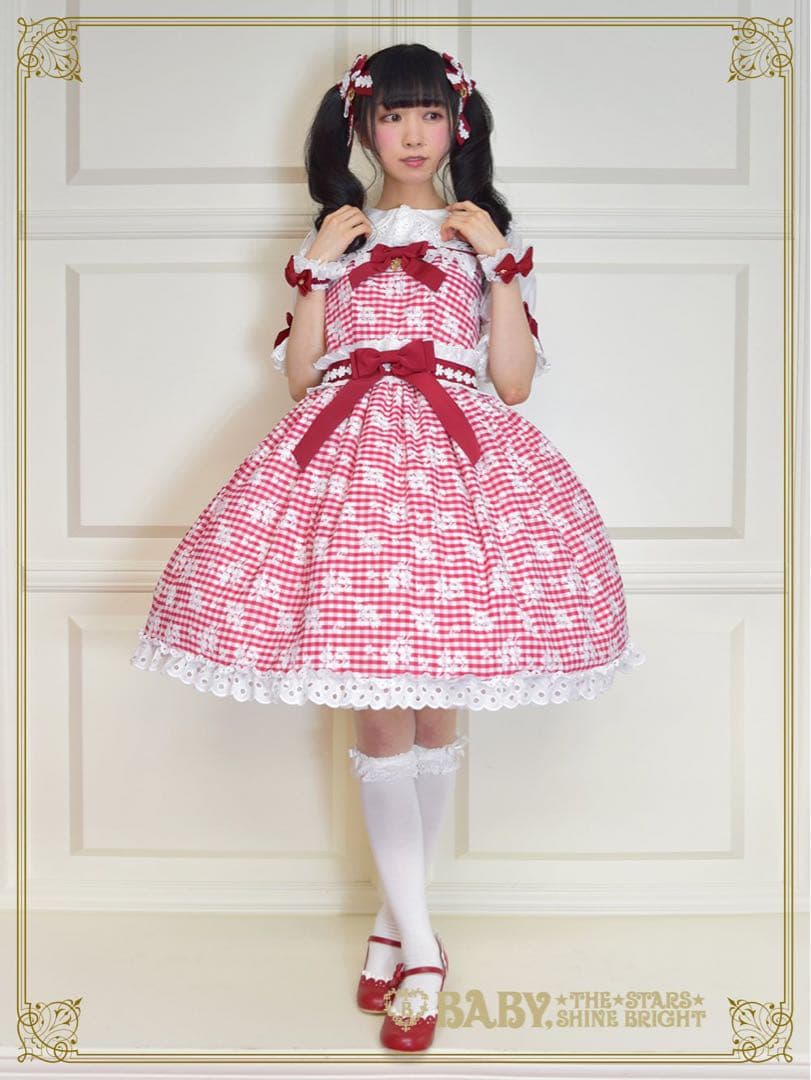 BABY マーガレットのprésageギンガムジャンパースカート　ヘアクリップ付