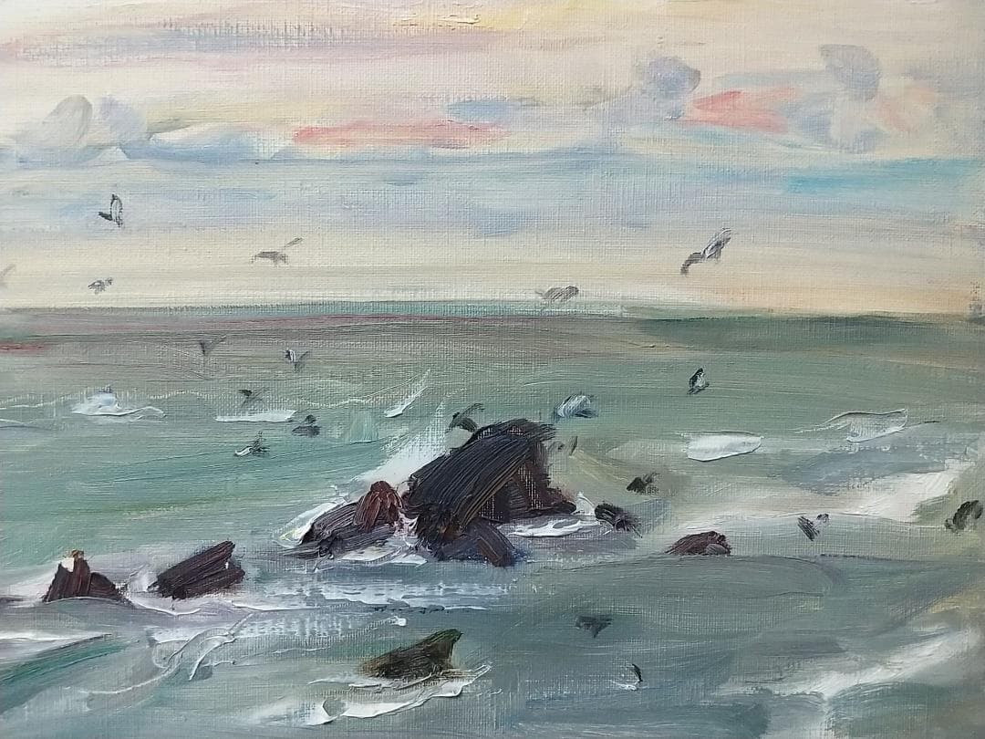 「黒生海岸」 F6 絵画 油彩画 油彩画 風景画 アート