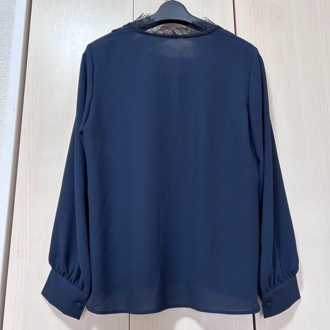 ANAYI アナイ クレープジョーゼットレースブラウス 38 オフィス 上品