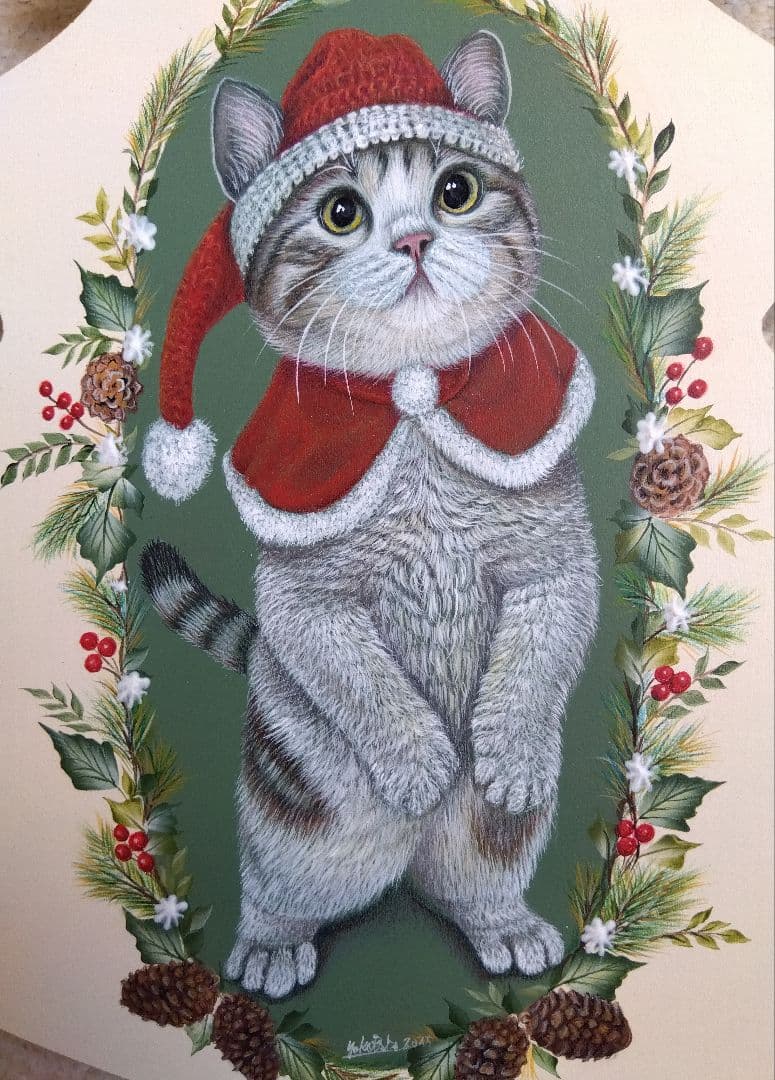 トールペイント作品：ネコちゃんも一緒にクリスマス