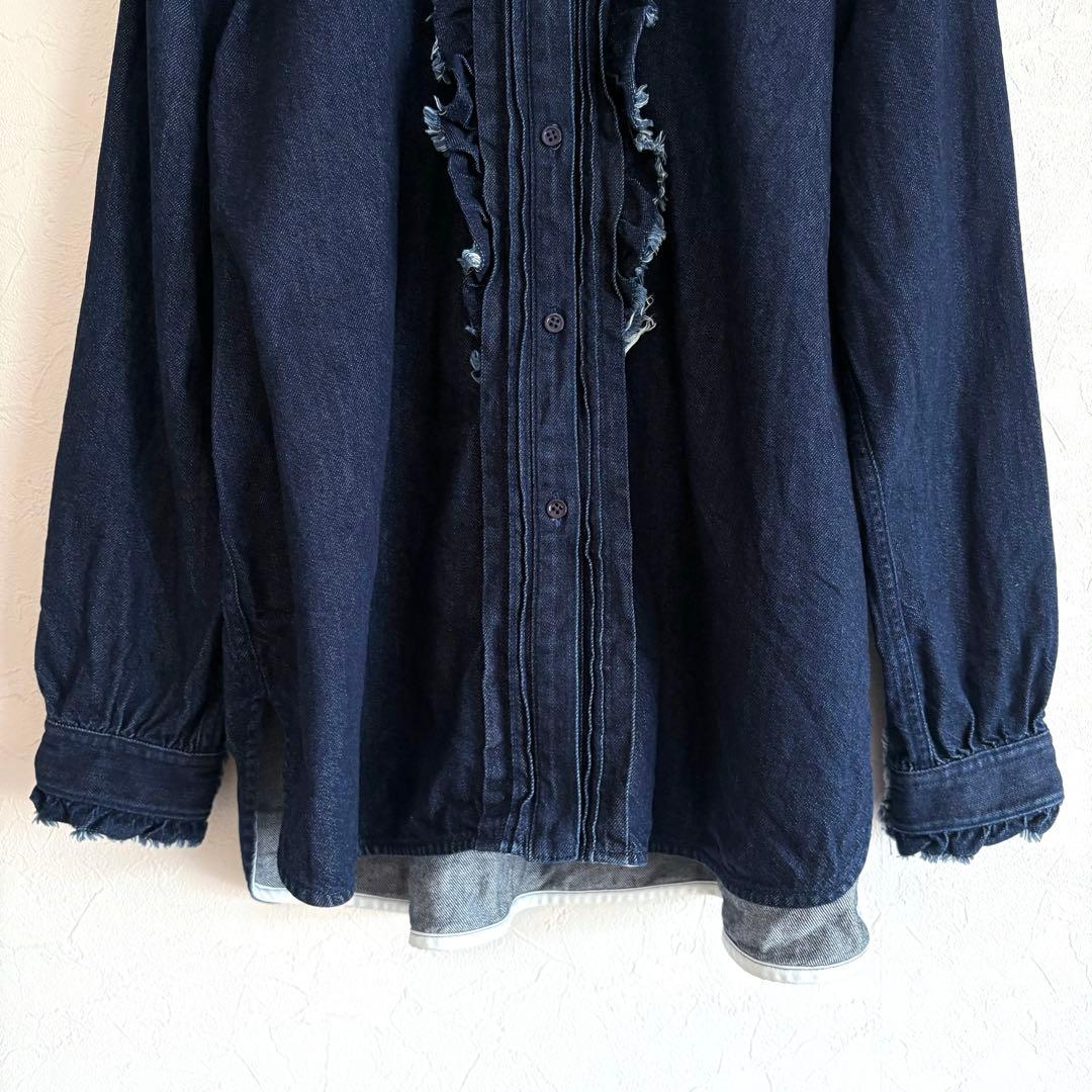 25SS ドゥロワー シルク混 デニム フリルシャツ ブラウス 38