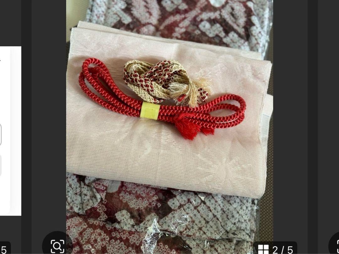 赤と白の花柄 浴衣・帯セット