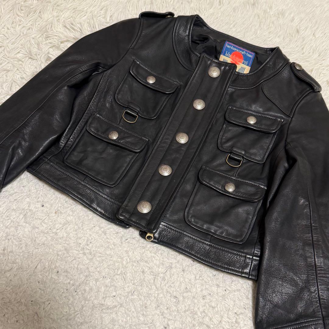 激レア　ブラックミーンズ　シングルライダースジャケット　ノーカラー　短丈　y2k