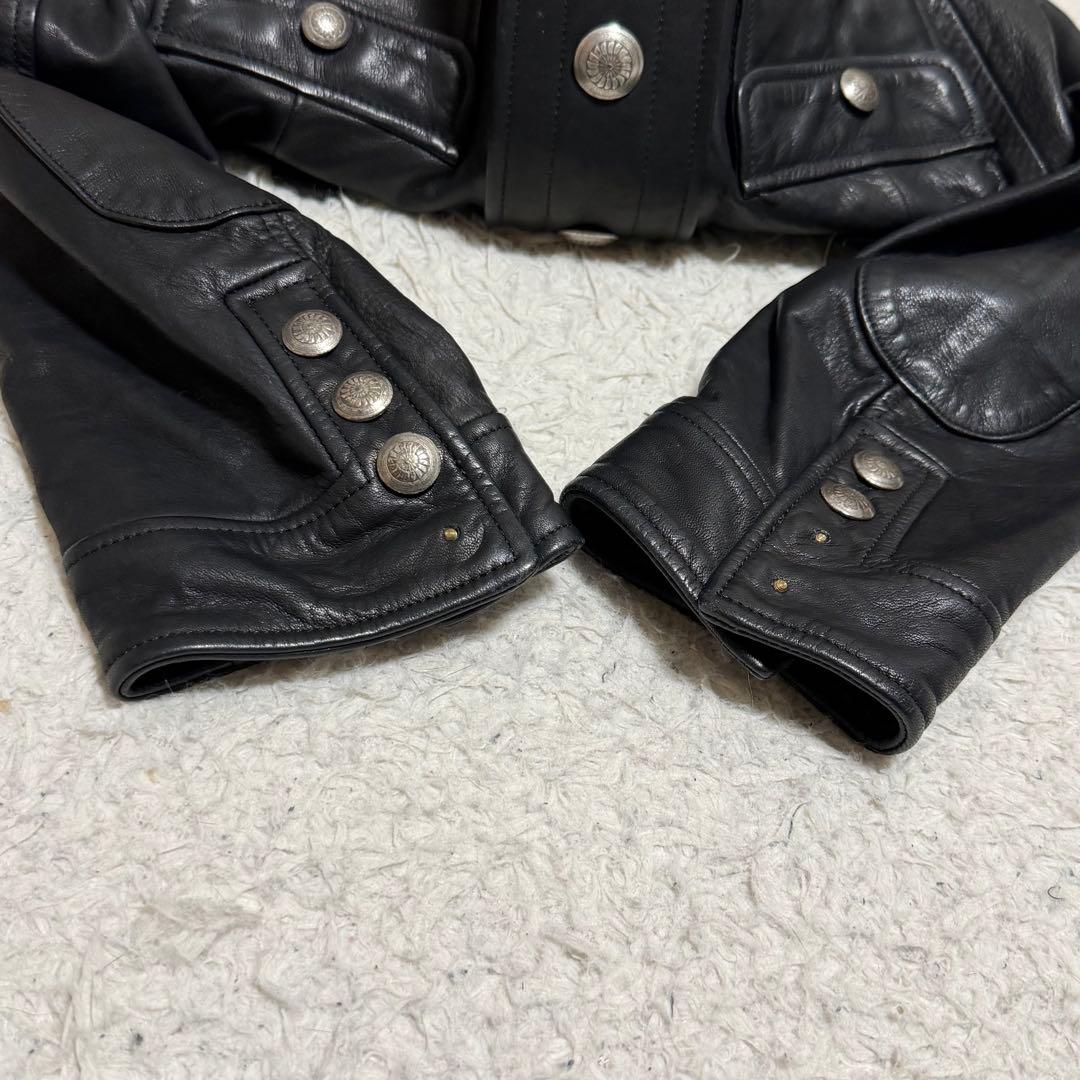 激レア　ブラックミーンズ　シングルライダースジャケット　ノーカラー　短丈　y2k