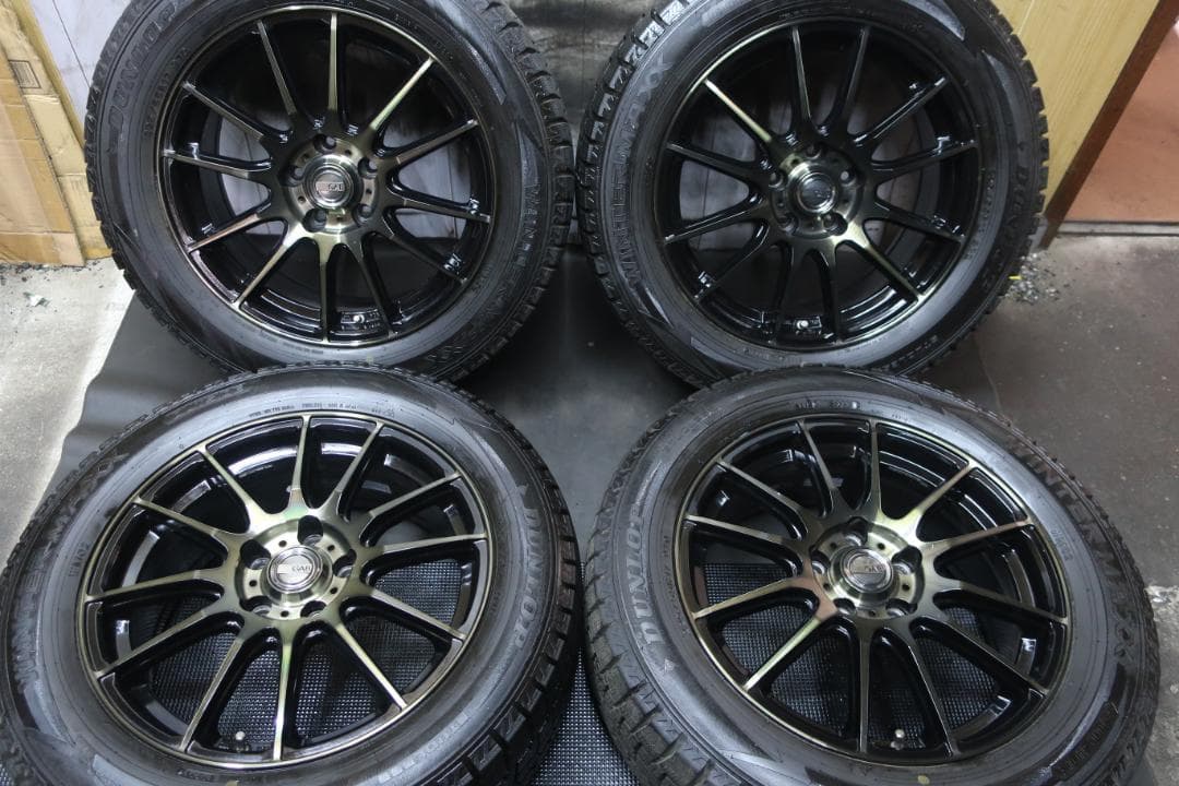 国産スタッドレス ダンロップ WM02 225/55R17 バリ溝 お洒落 冬用