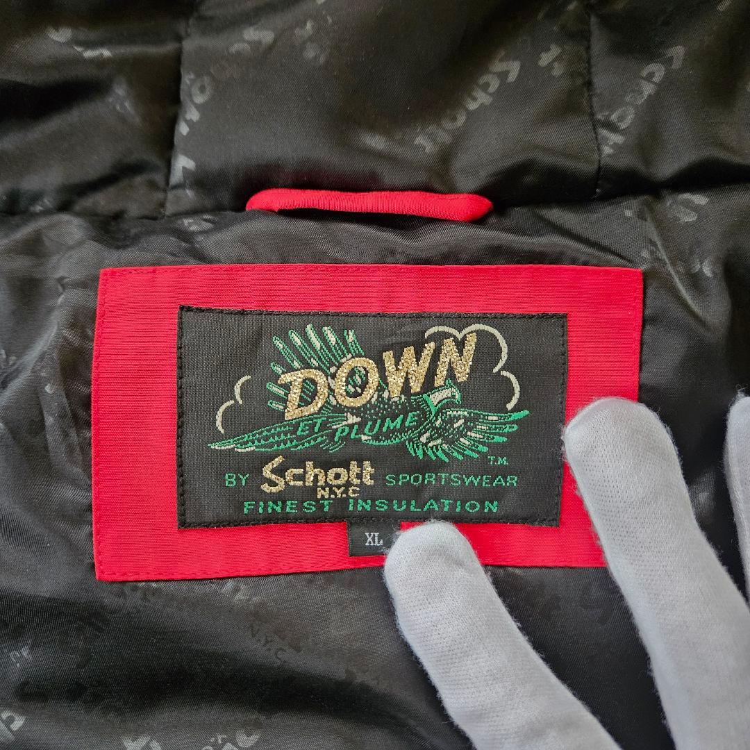 【XLサイズ 極美品】ショット 肉厚ダウンジャケット ダブルジップ ファー着脱可