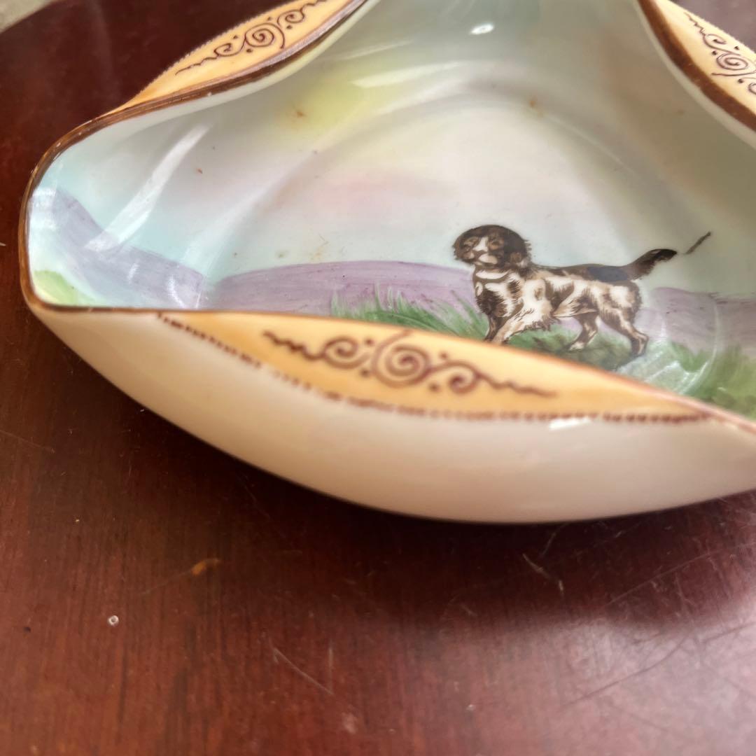 最終処分オールドノリタケレアな形のアッシュトレイ犬とお花M Japan1921〜