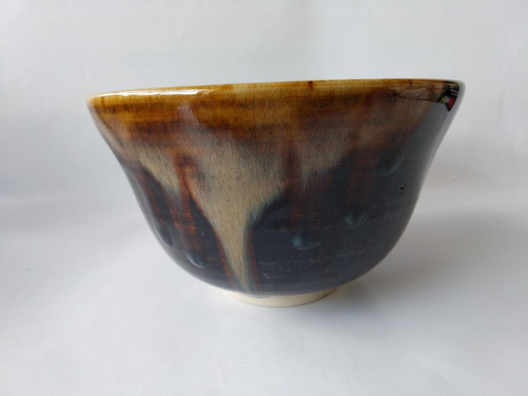 膳所焼 淡海ぜぜ 陽炎園 岩崎新定 胴〆 胴締め 茶碗 共箱 共布 栞 新品