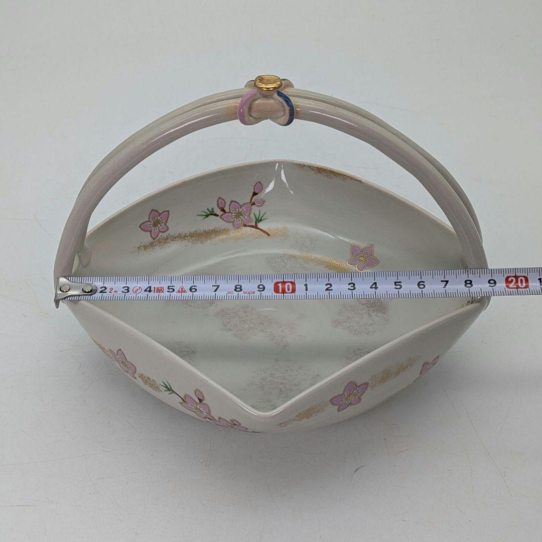 宮本翠浩 京焼 桃の絵手鉢 共箱合布 清水焼 食器 菓子器 菓子鉢 菓子皿 在銘