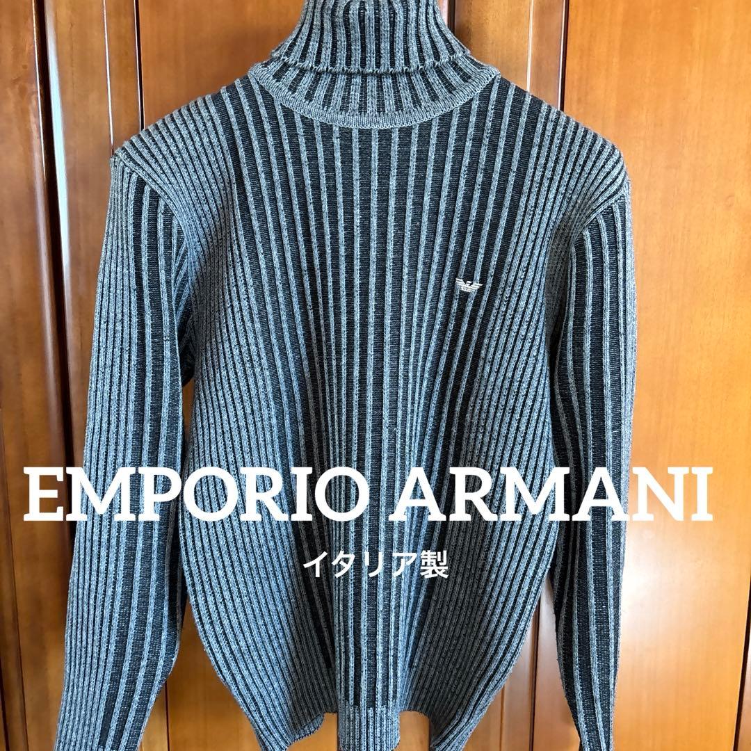 EMPORIO ARMANI◆イーグルロゴ刺繍◆ハイネック◆cottonセーター