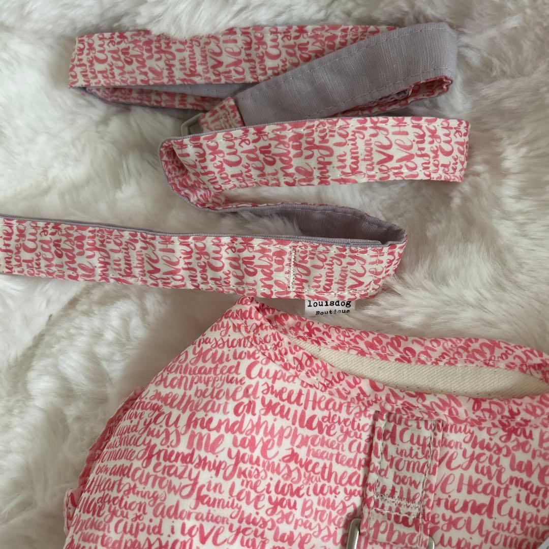 louisdog ピンク文字柄チュールハーネス　リード付き　Ｌサイズ