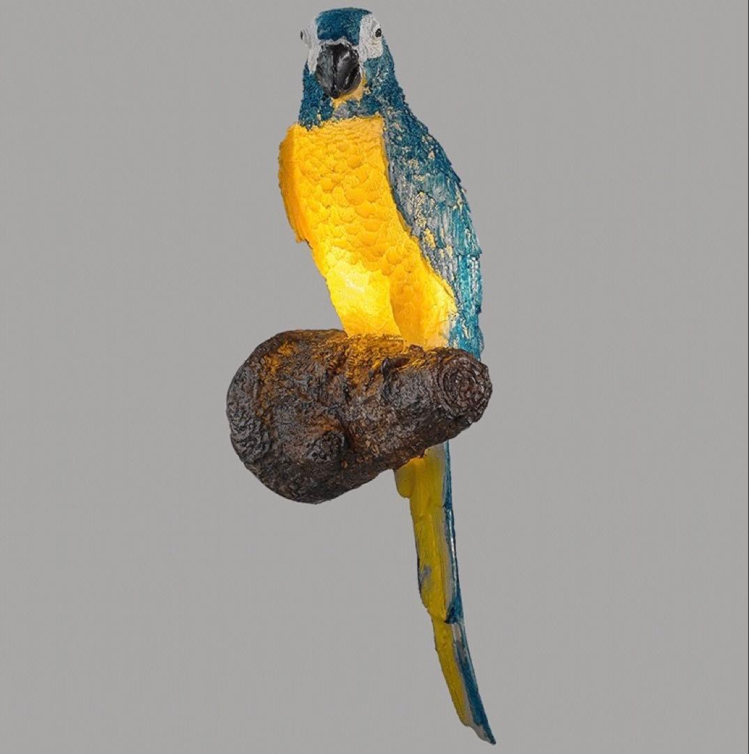 オウム型照明 青と黄色 樹脂製