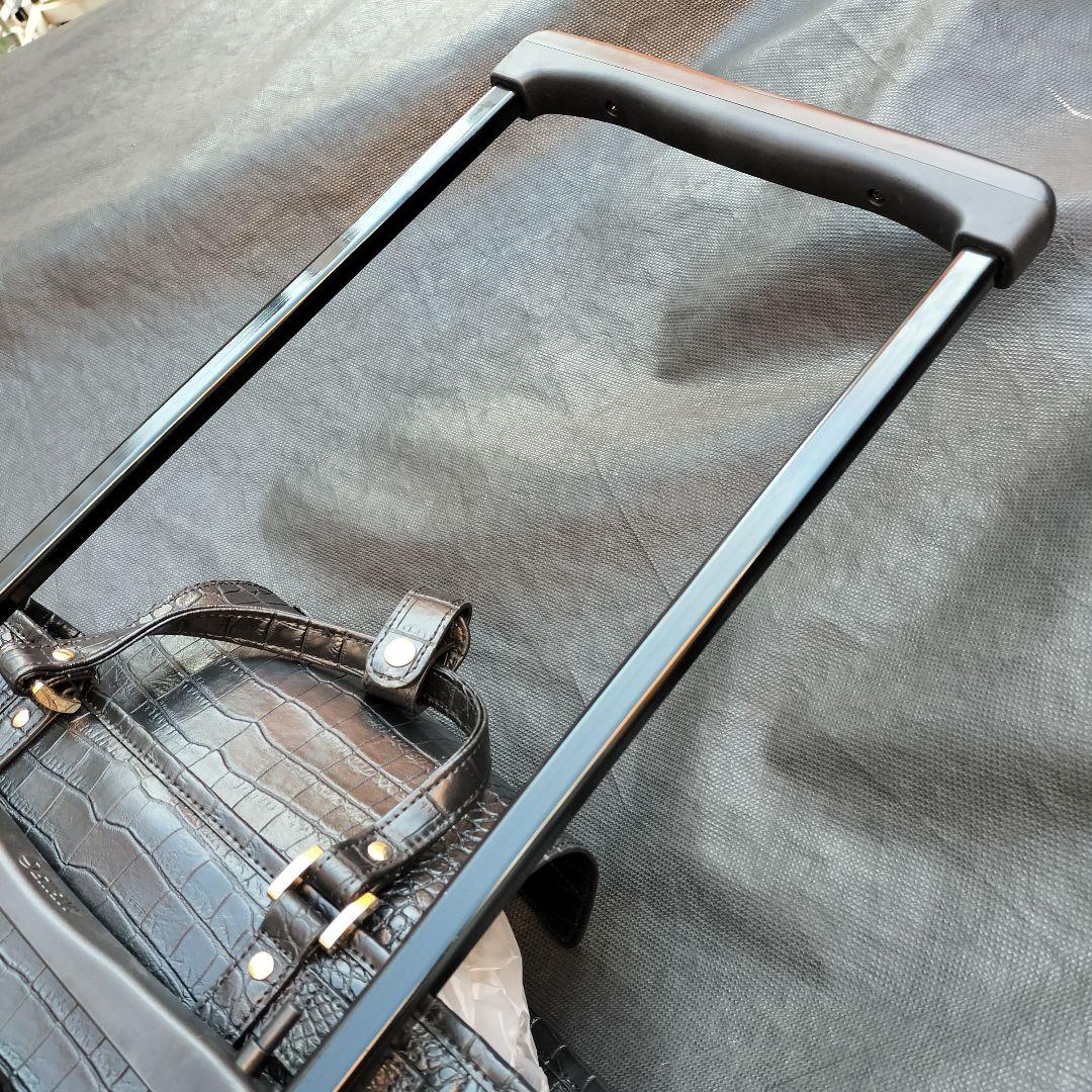美品 SWANY スワニー クロコ型押し キャリーバッグ ケース 黒 2way