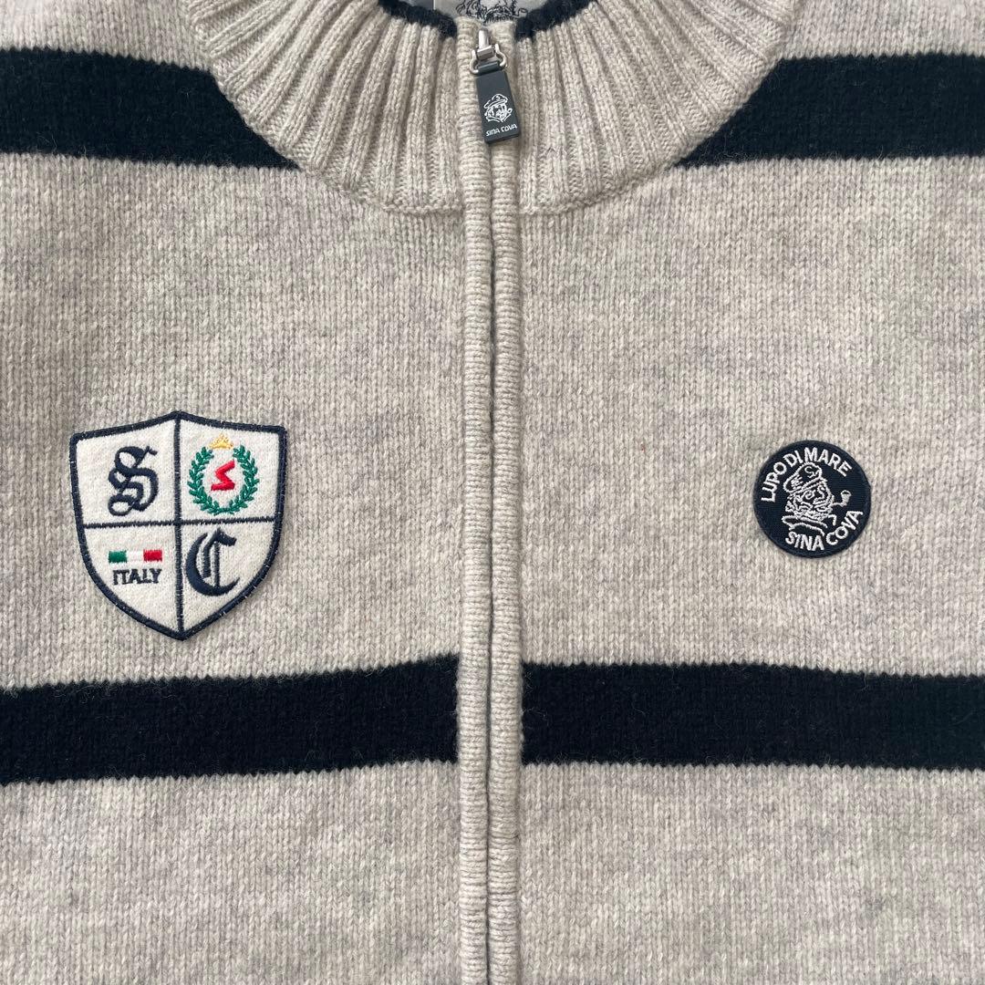 SINACOVA ボーダー　刺繍　ウール　ベスト