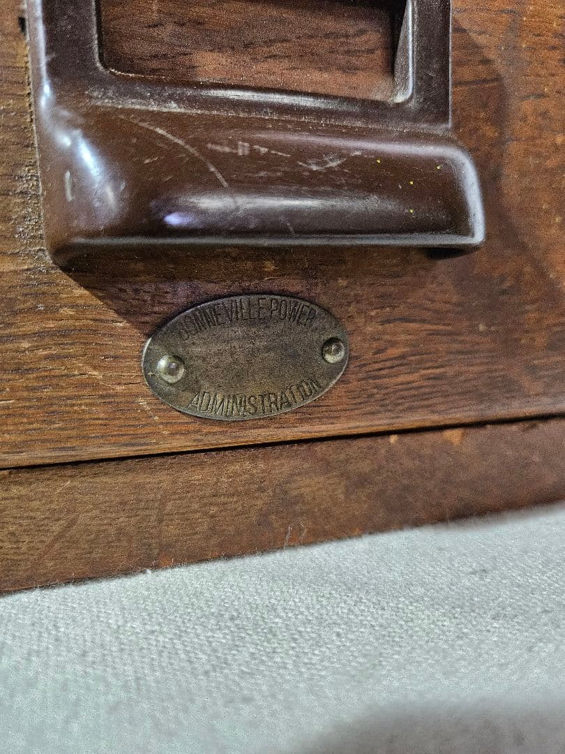 USアンティーク 木製のカードキャビネット ホルダー 卓上 書斎 引出 ドロワー