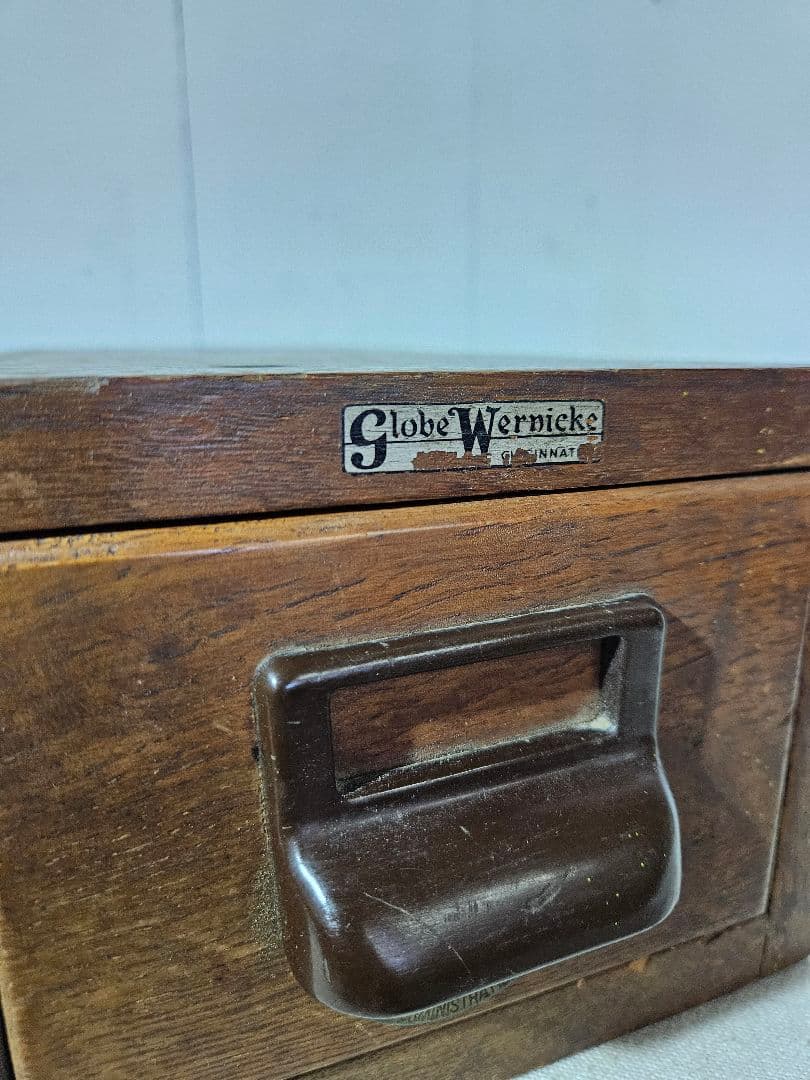 USアンティーク 木製のカードキャビネット ホルダー 卓上 書斎 引出 ドロワー