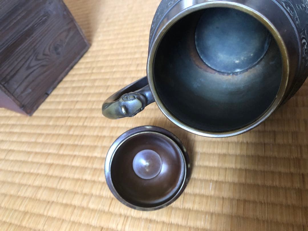 時代　唐銅　水指　木箱入