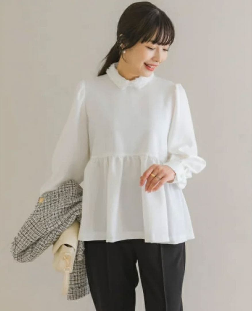 F by ROSSO　レースカラーペプラムブラウス