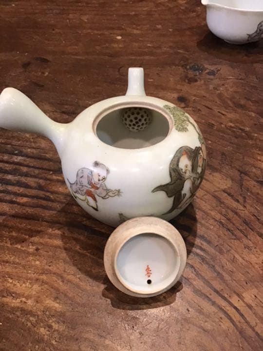 【青海】 古い九谷焼　大正時代　色絵唐人画煎茶器揃え　茶具