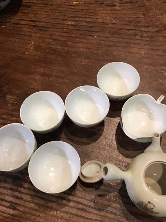【青海】 古い九谷焼　大正時代　色絵唐人画煎茶器揃え　茶具